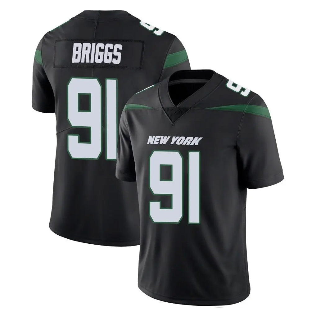 Tlead NY.Jets #91 Jowon Briggs Player Stealth Black Limited Vapor Home Game Stitched Jerseys