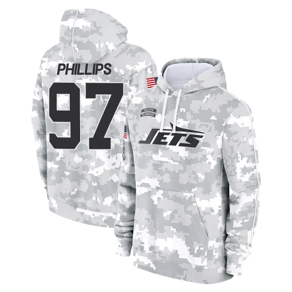 Tlead NY.Jets #97 Harrison Phillips Player Arctic Camo Salute to Service Pullover Hoodies Limited Game Stitched Jerseys
