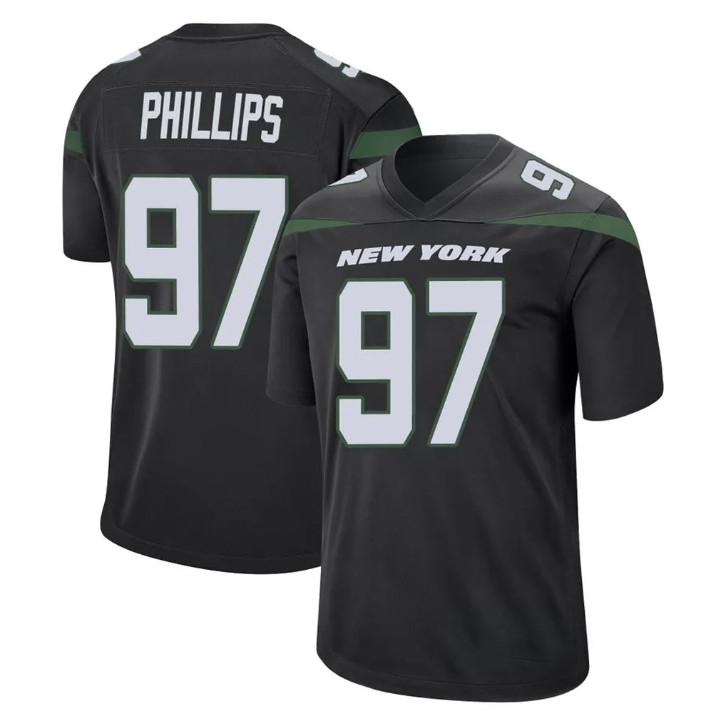 Tlead NY.Jets #97 Harrison Phillips Player Stealth Black Home Game Stitched Jerseys
