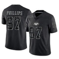 Tlead NY.Jets #97 Harrison Phillips Player Stealth Black Limited Reflective Home Game Stitched Jerseys