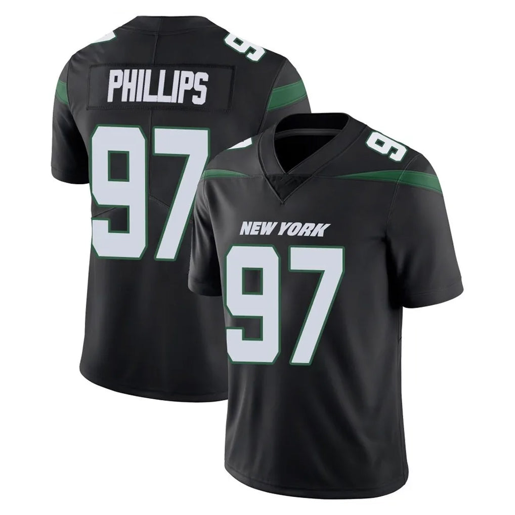 Tlead NY.Jets #97 Harrison Phillips Player Stealth Black Limited Vapor Home Game Stitched Jerseys