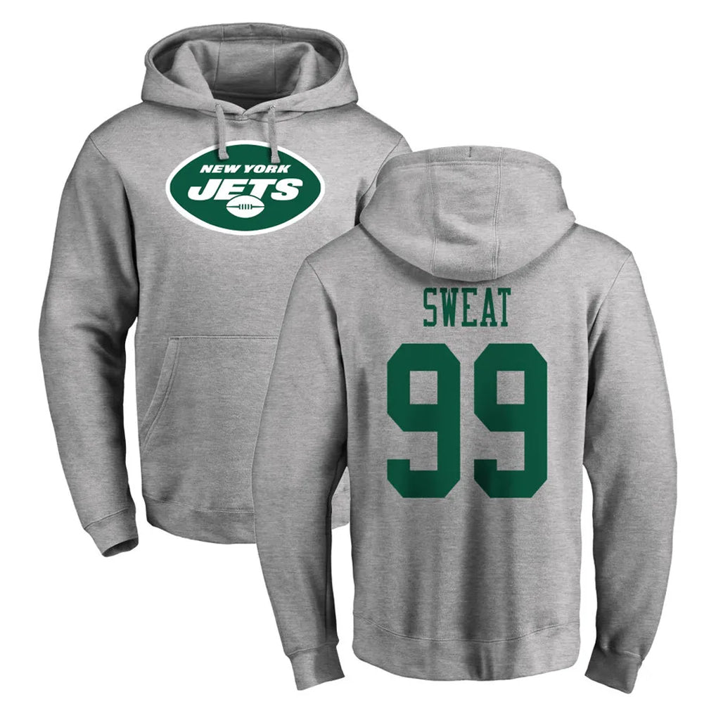 Tlead NY.Jets #99 T'Vondre Sweat Player Gray LOGO Pullover Hoodies Limited Game Stitched Jerseys