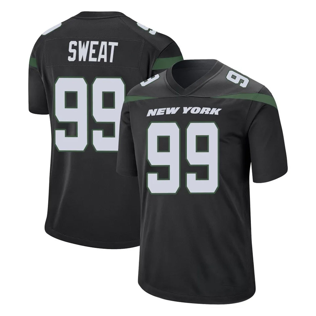 Tlead NY.Jets #99 T'Vondre Sweat Player Stealth Black Home Game Stitched Jerseys