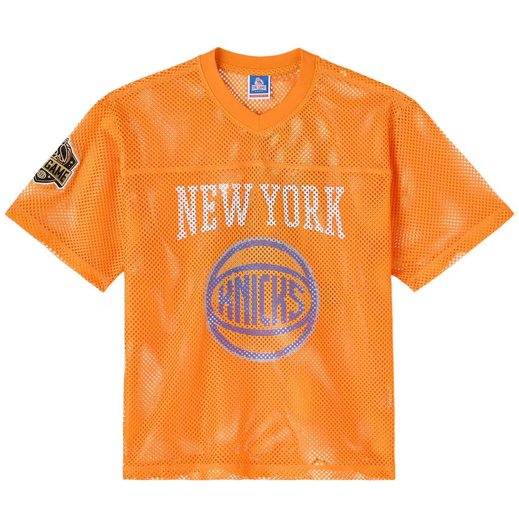 Tlead NY.Knicks OVO x  Orange Mesh Football Fashion Jerseys