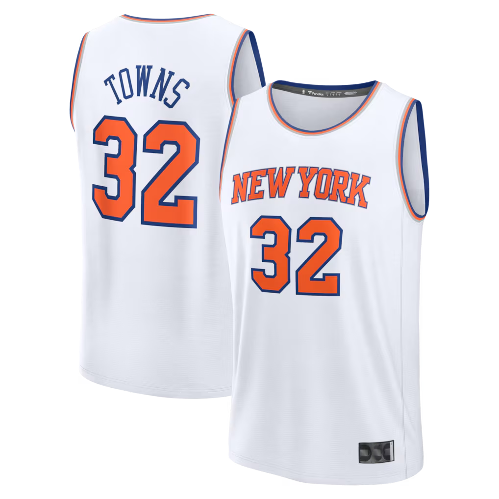Tlead NY.Knicks #32 Karl-Anthony Towns  White Fast Break Replica Player Jerseys - Association Edition