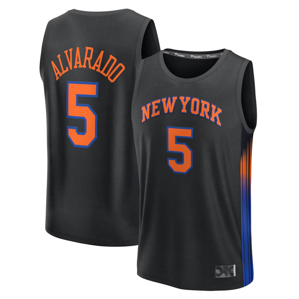 Tlead NY.Knicks #5 Jose Alvarado  Black Fast Break Replica Jerseys - Statement Edition