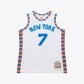 Tlead NY.Knicks #7 Carmelo Anthony Mitchell & Ness White 2015-16 Hardwood Classics Authentic Jerseys