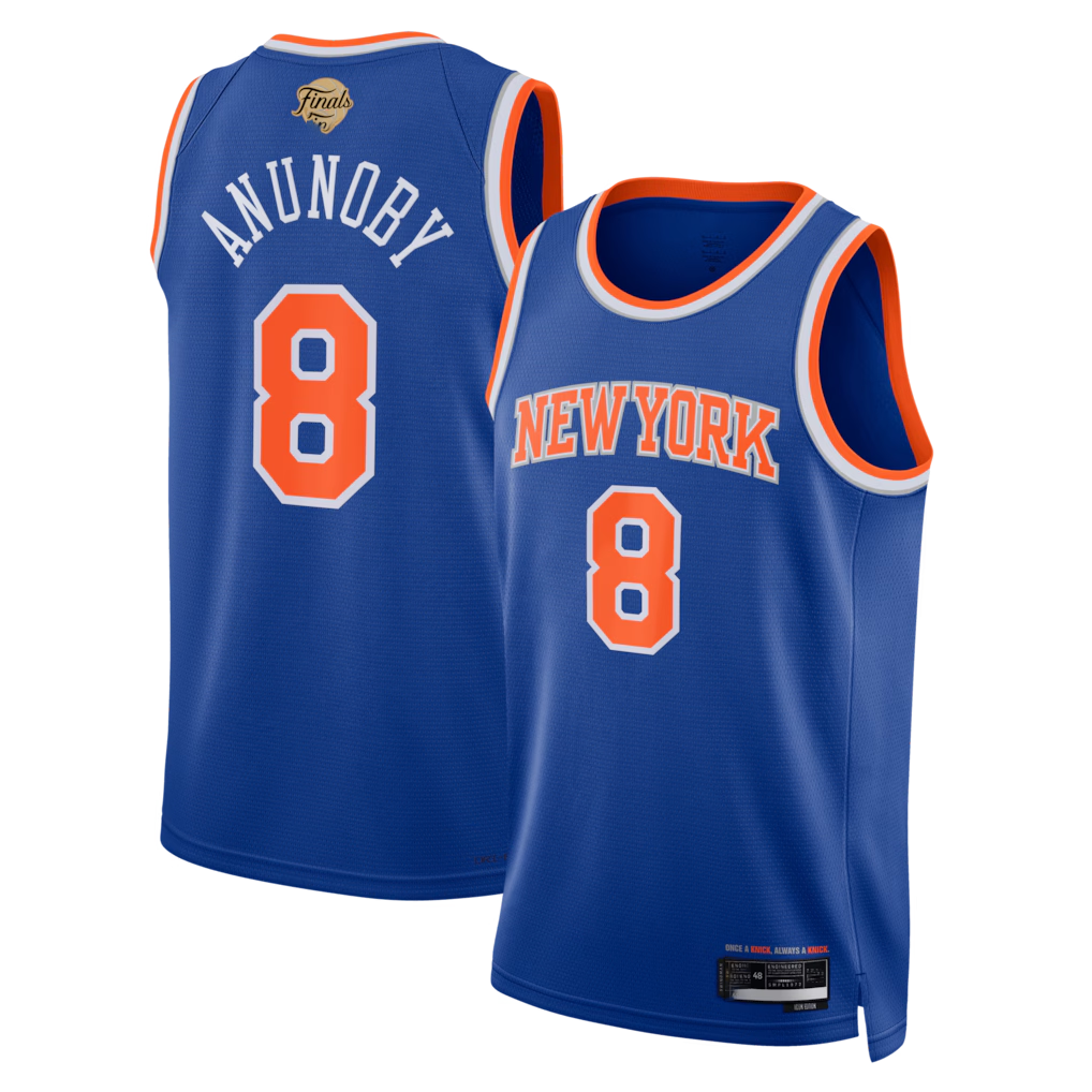 Tlead NY.Knicks #8 OG Anunoby Blue 2026  Finals Patch Swingman Jerseys - Icon Edition