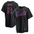 Tlead NY.Mets #12 Francisco Lindor Player Black Alternate Home Game Stitched Jerseys