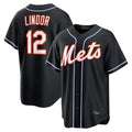 Tlead NY.Mets #12 Francisco Lindor Player Black Fashion Out Game Stitched Jerseys