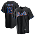 Tlead NY.Mets #12 Francisco Lindor Player Black Replica Home Game Stitched Jerseys