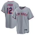 Tlead NY.Mets #12 Francisco Lindor Player Gray Road Home Game Stitched Jerseys
