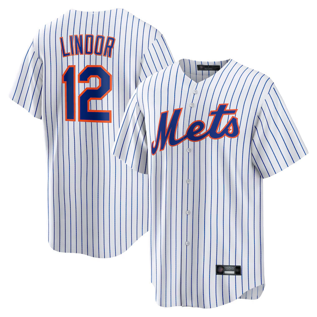Tlead NY.Mets #12 Francisco Lindor Player White Home Game Stitched Jerseys