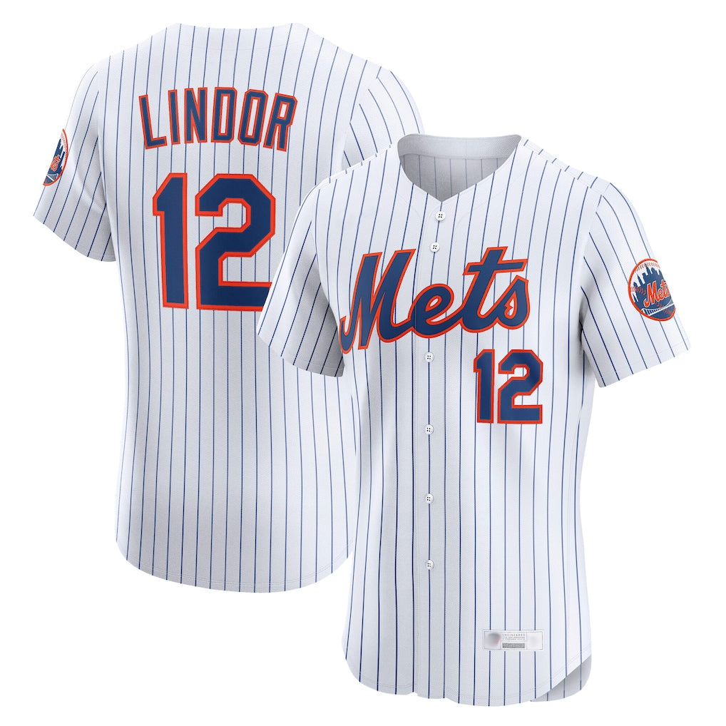 Tlead NY.Mets #12 Francisco Lindor Player White Home Limited Elite Stitched Jerseys