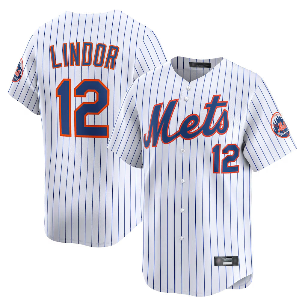 Tlead NY.Mets #12 Francisco Lindor Player White Home Limited Stitched Jerseys