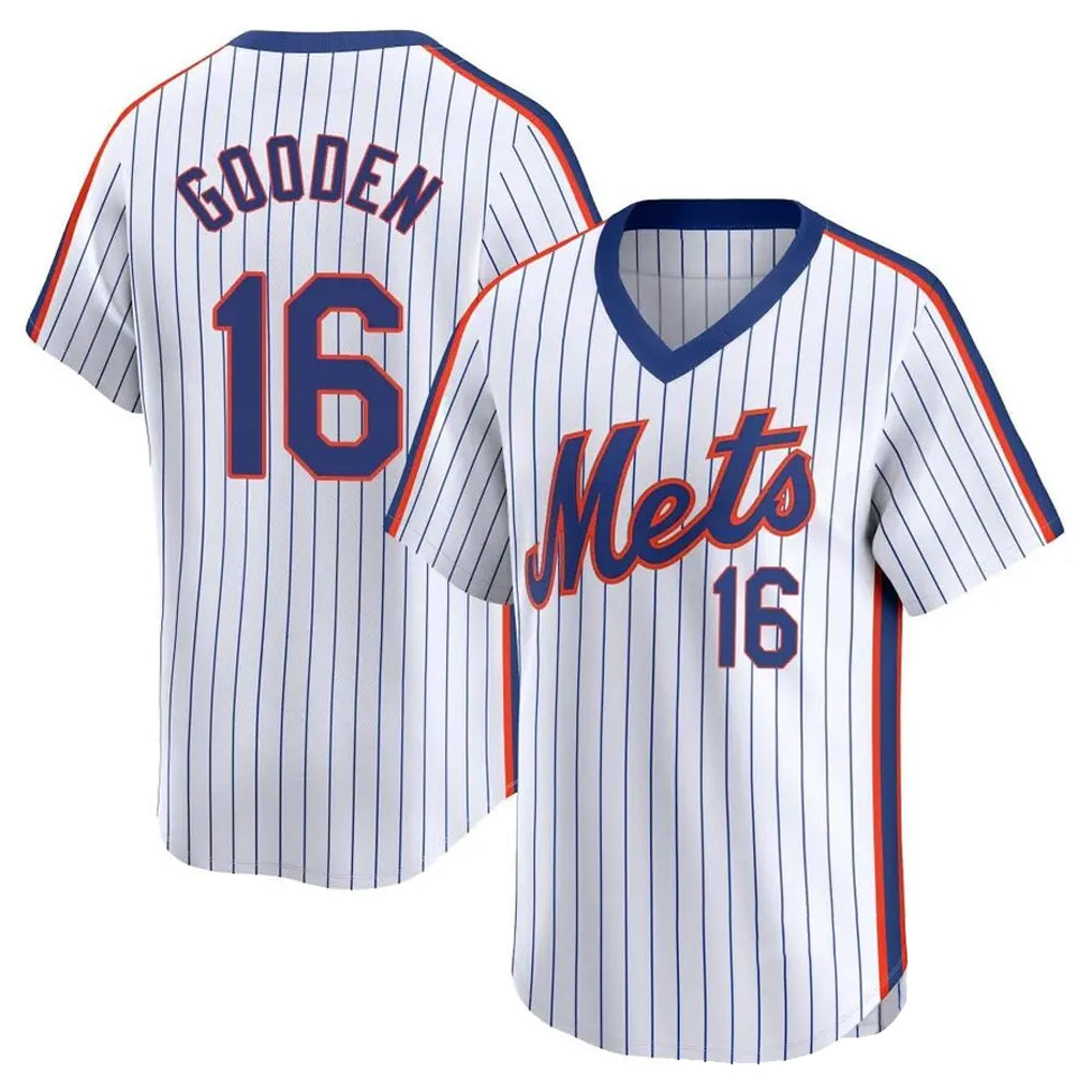 Tlead NY.Mets #16 Dwight Gooden Player White Cooperstown Collection T-shirt Game Stitched Jerseys