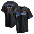 Tlead NY.Mets #18 Darryl Strawberry Player Black Replica Home Game Stitched Jerseys