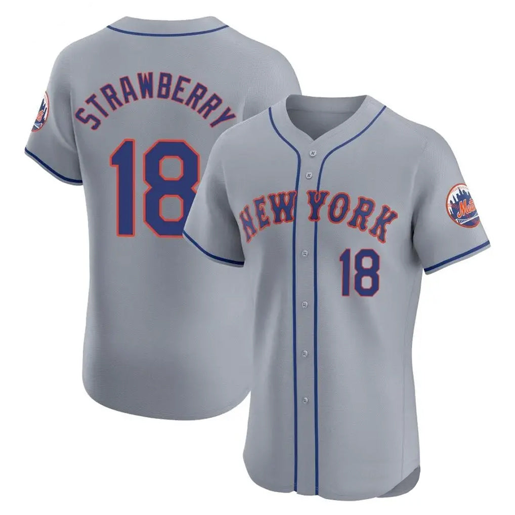 Tlead NY.Mets #18 Darryl Strawberry Player Gray Road Limited Elite Home Stitched Jerseys