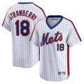 Tlead NY.Mets #18 Darryl Strawberry Player White Cooperstown Collection T-shirt Game Stitched Jerseys