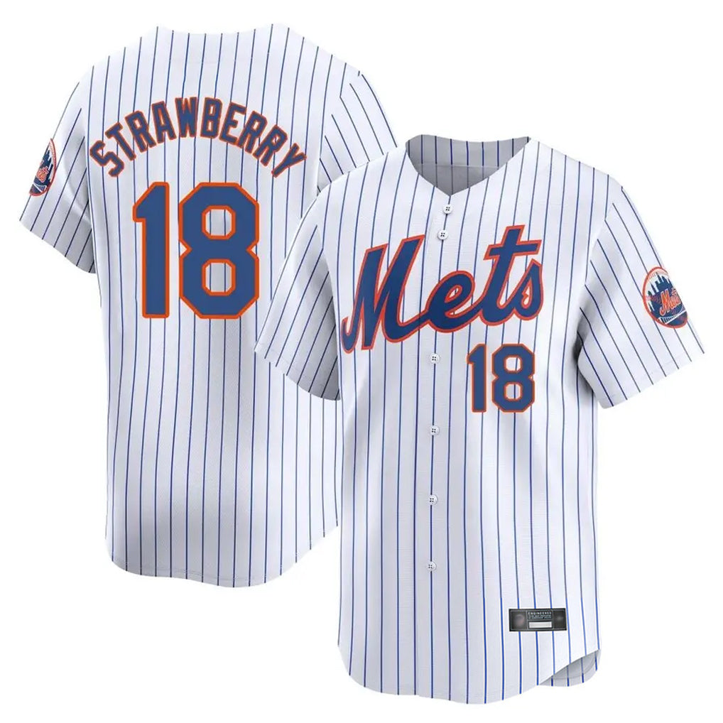 Tlead NY.Mets #18 Darryl Strawberry Player White Home Limited Stitched Jerseys