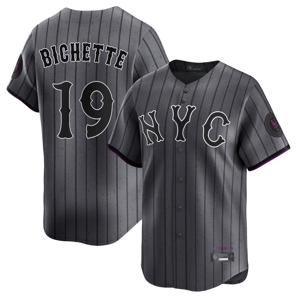 Tlead NY.Mets #19 Bo Bichette Player Gray City Connect Limited Stitched Jerseys