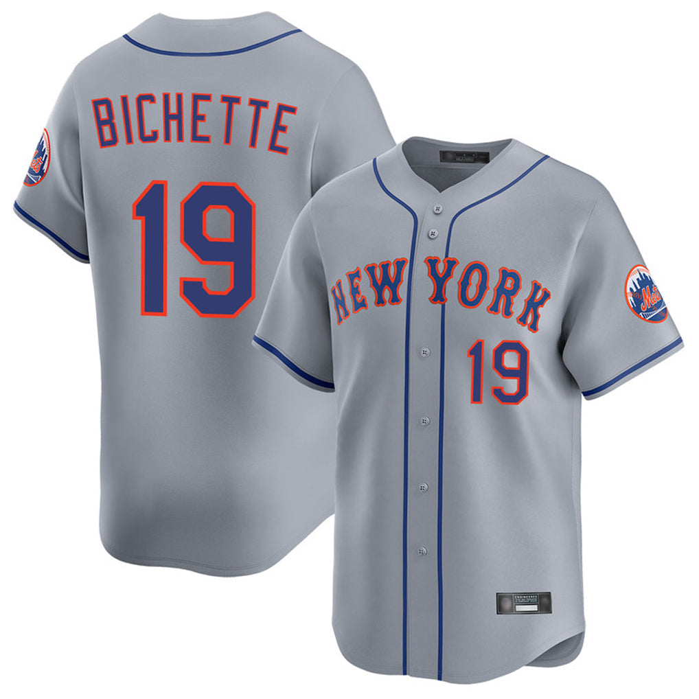 Tlead NY.Mets #19 Bo Bichette Player Gray Road Limited Home Stitched Jerseys