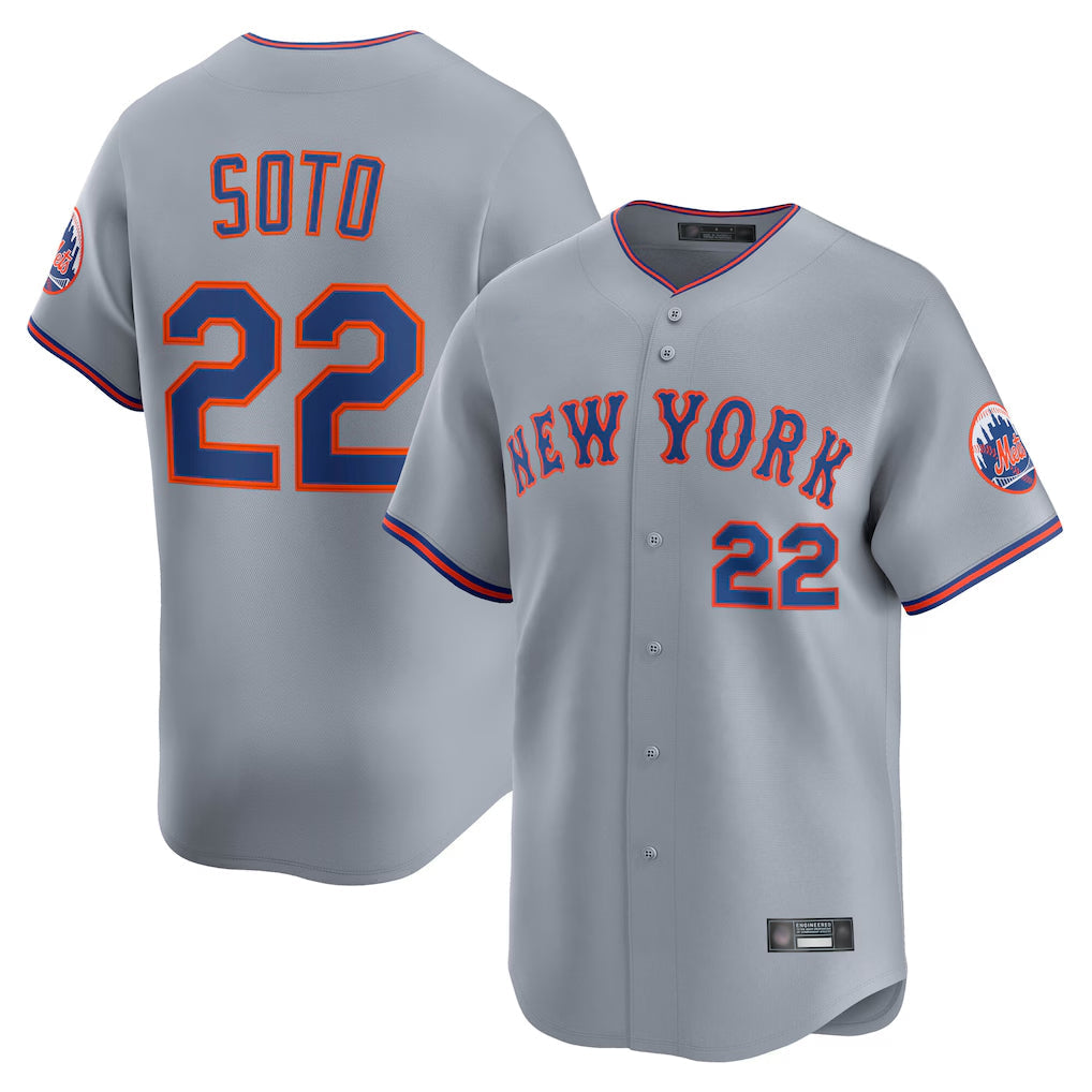 Tlead NY.Mets #22 Juan Soto Player Gray Road Limited Home Stitched Jerseys