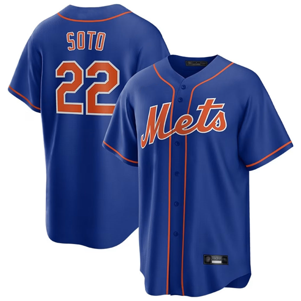 Tlead NY.Mets #22 Juan Soto Player Royal Home Game Stitched Jerseys