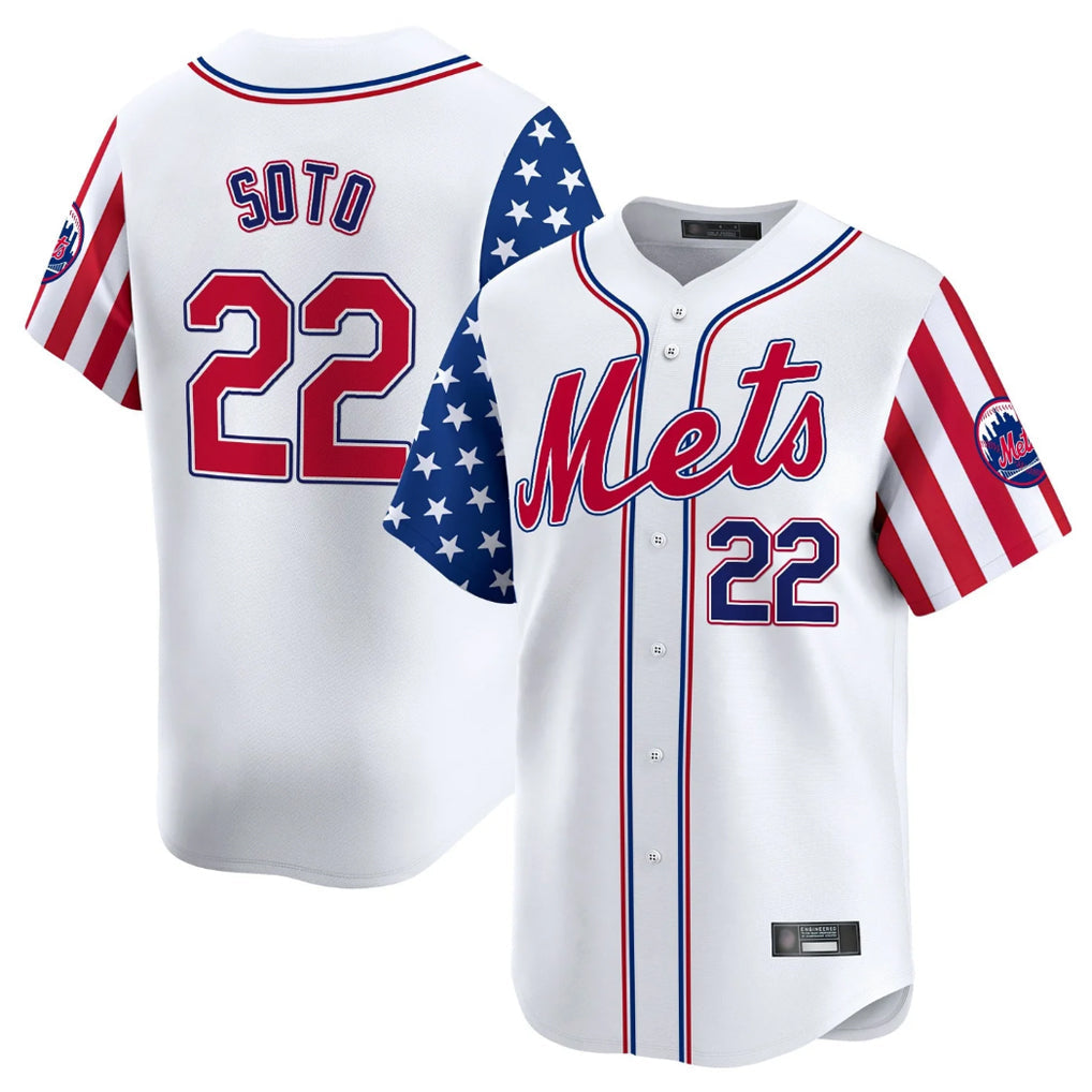 Tlead NY.Mets #22 Juan Soto Player White 2025 Independence Day Vapor Premier Limited  Stitched Jerseys