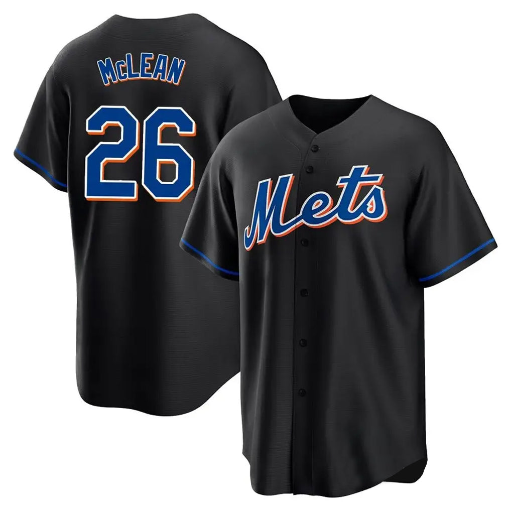 Tlead NY.Mets #26 Nolan McLean Player Black Replica Home Game Stitched Jerseys