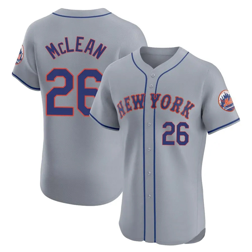 Tlead NY.Mets #26 Nolan McLean Player Gray Road Limited Elite Home Stitched Jerseys