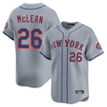 Tlead NY.Mets #26 Nolan McLean Player Gray Road Limited Home Stitched Jerseys
