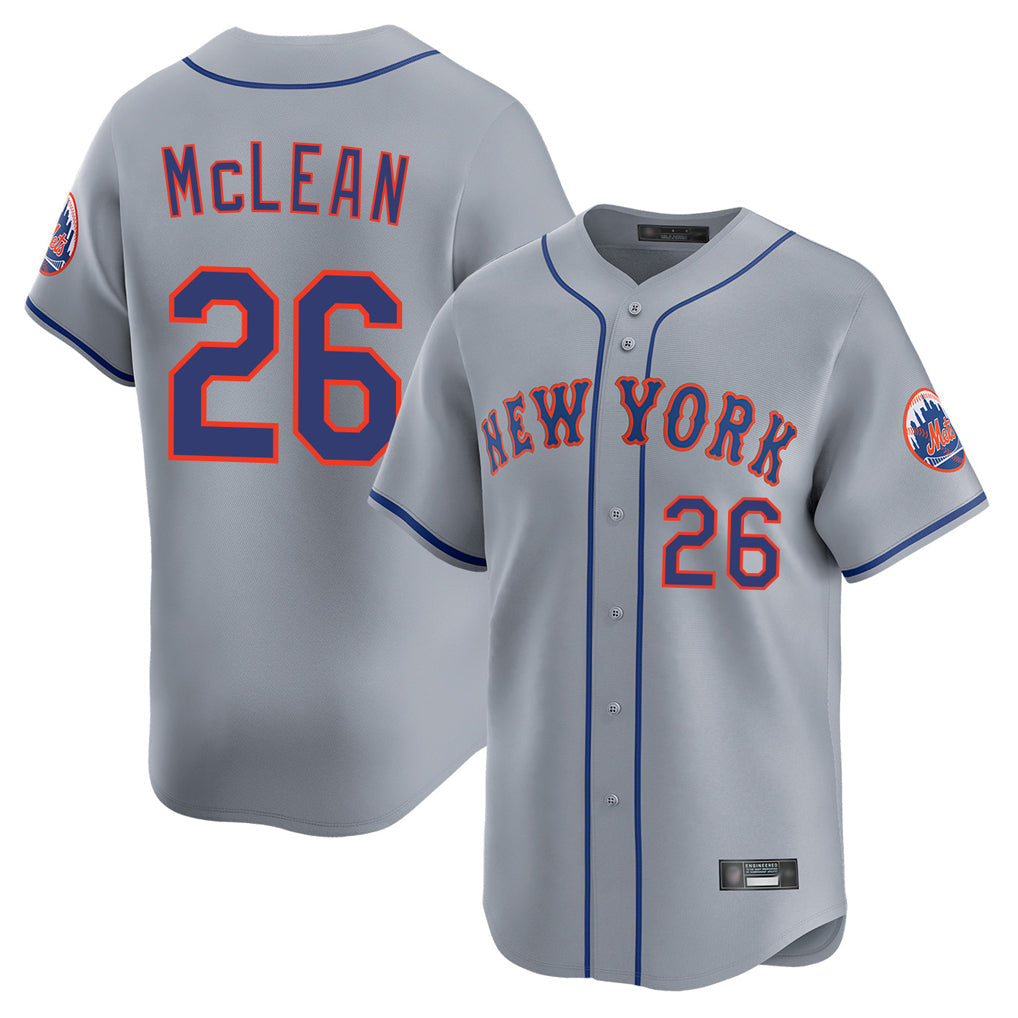 Tlead NY.Mets #26 Nolan McLean Player Gray Road Limited Home Stitched Jerseys