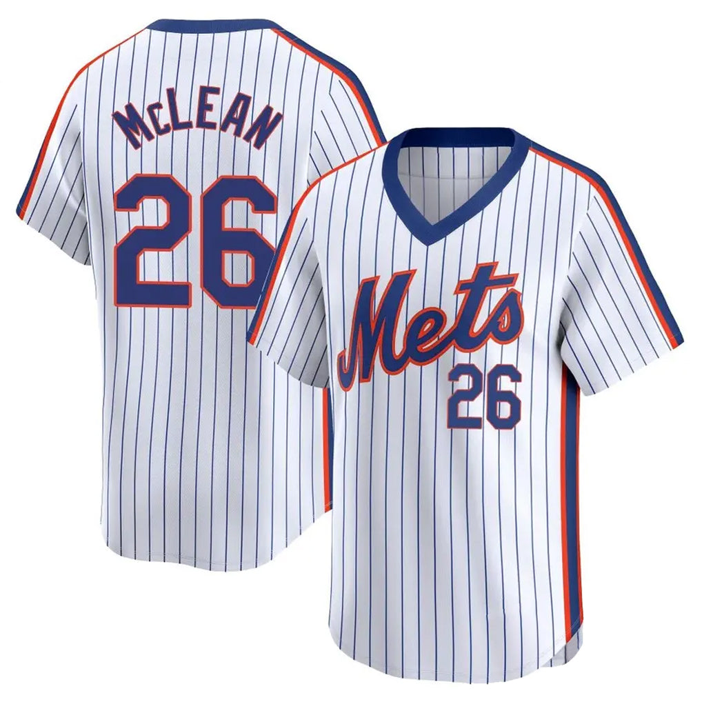 Tlead NY.Mets #26 Nolan McLean Player White Cooperstown Collection T-shirt Game Stitched Jerseys