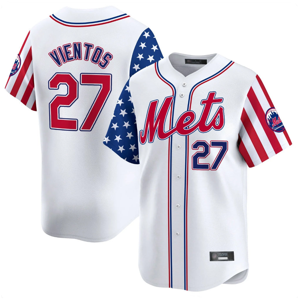 Tlead NY.Mets #27 Mark Vientos Player White 2025 Independence Day Vapor Premier Limited  Stitched Jerseys