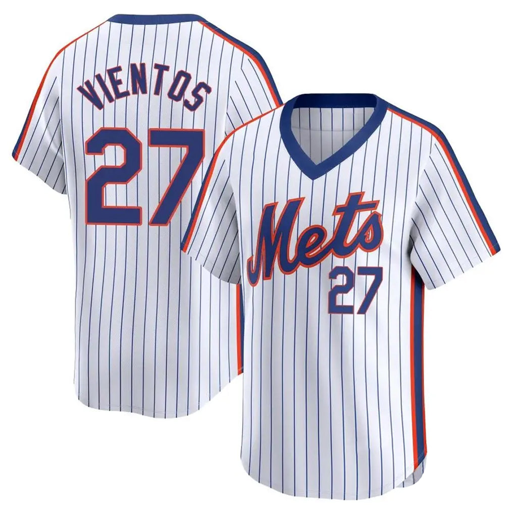Tlead NY.Mets #27 Mark Vientos Player White Cooperstown Collection T-shirt Game Stitched Jerseys