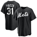 Tlead NY.Mets #31 Mike Piazza Player Black Home Game Stitched Jerseys