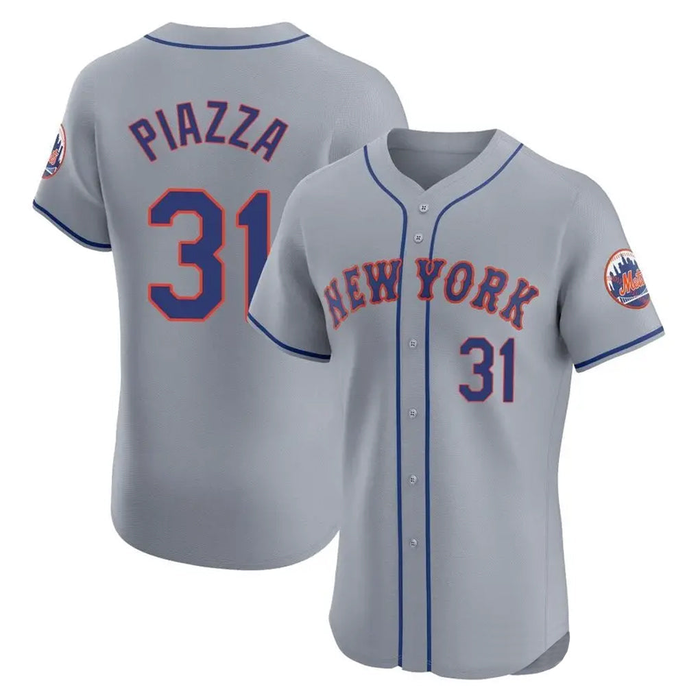 Tlead NY.Mets #31 Mike Piazza Player Gray Road Limited Elite Home Stitched Jerseys