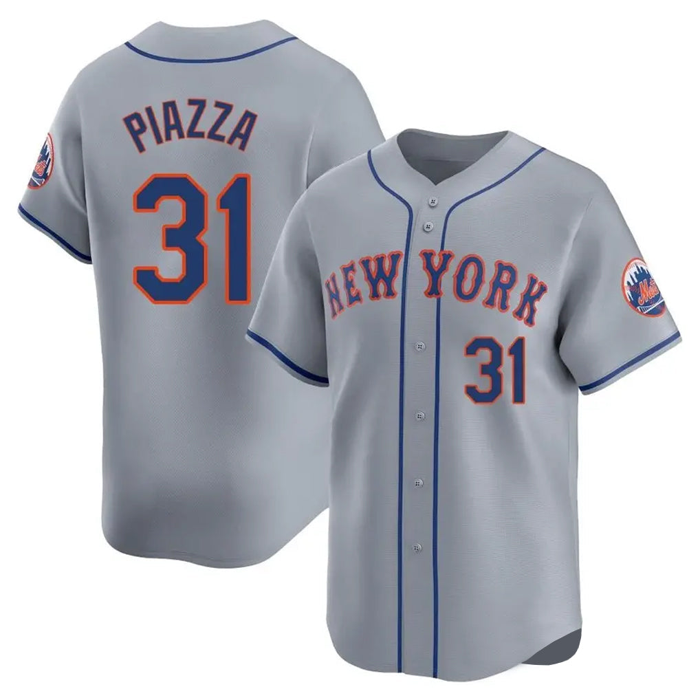Tlead NY.Mets #31 Mike Piazza Player Gray Road Limited Home Stitched Jerseys