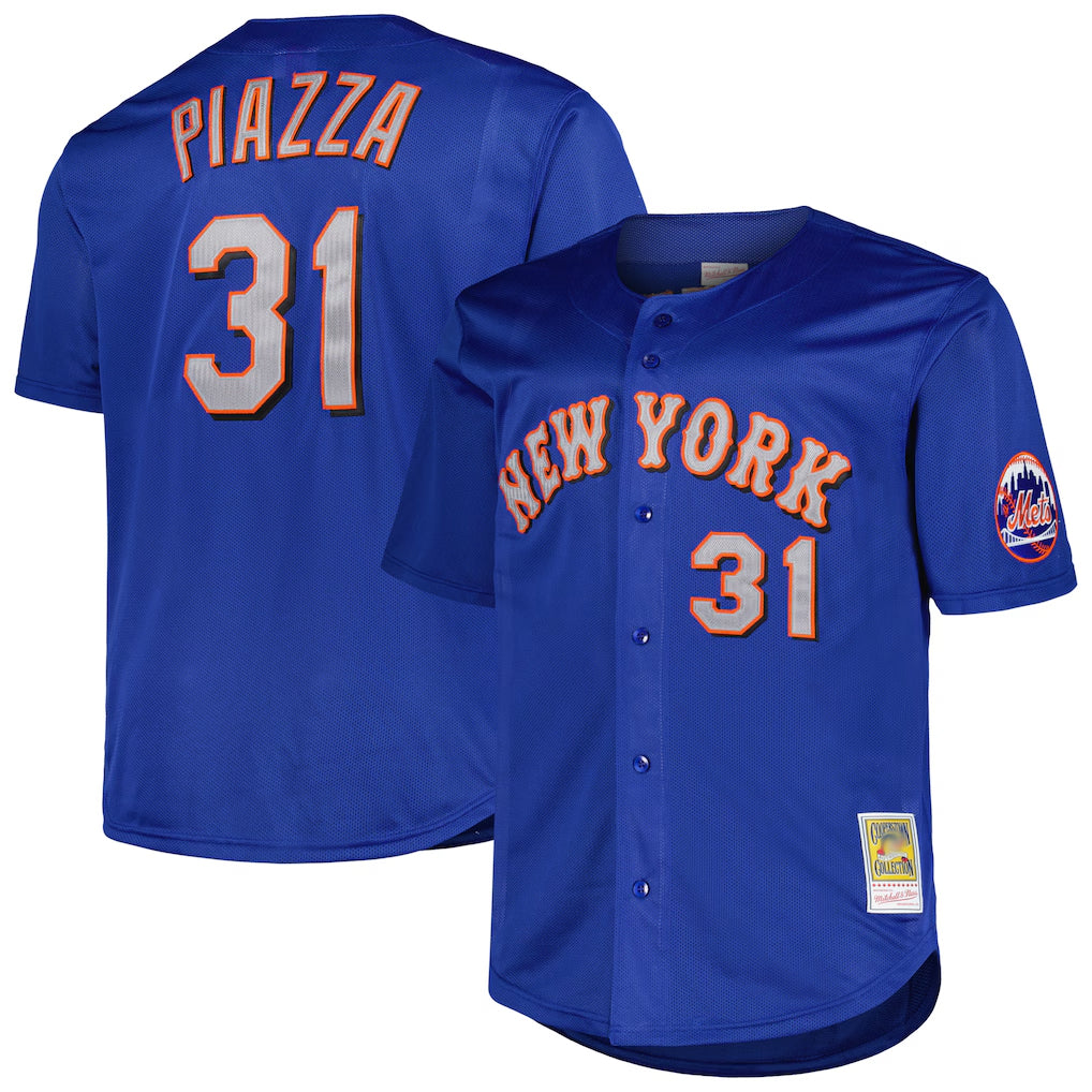 Tlead NY.Mets #31 Mike Piazza Player Royal Mitchell & Ness Cooperstown Collection Home Limited Stitched Jerseys