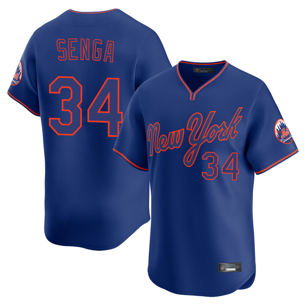 Tlead NY.Mets #34 Kodai Senga Player Royal T-shirt Home Limited Elite Stitched Jerseys
