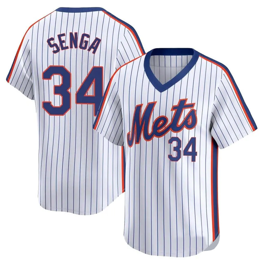 Tlead NY.Mets #34 Kodai Senga Player White Cooperstown Collection T-shirt Game Stitched Jerseys