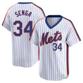 Tlead NY.Mets #34 Kodai Senga Player White Cooperstown Collection T-shirt Game Stitched Jerseys