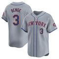 Tlead NY.Mets #3 Carson Benge Player Gray Road Limited Home Stitched Jerseys