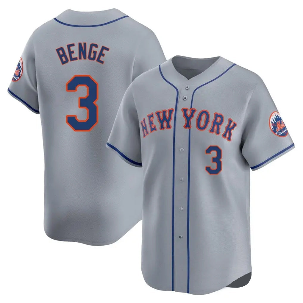 Tlead NY.Mets #3 Carson Benge Player Gray Road Limited Home Stitched Jerseys