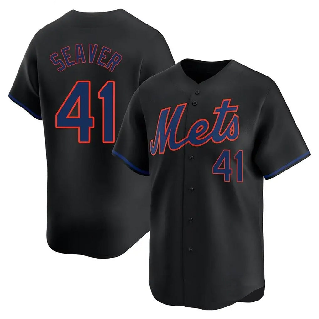 Tlead NY.Mets #41 Tom Seaver Player Black Alternate Home Limited Stitched Jerseys