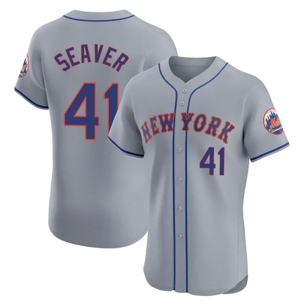 Tlead NY.Mets #41 Tom Seaver Player Gray Road Limited Elite Home Stitched Jerseys