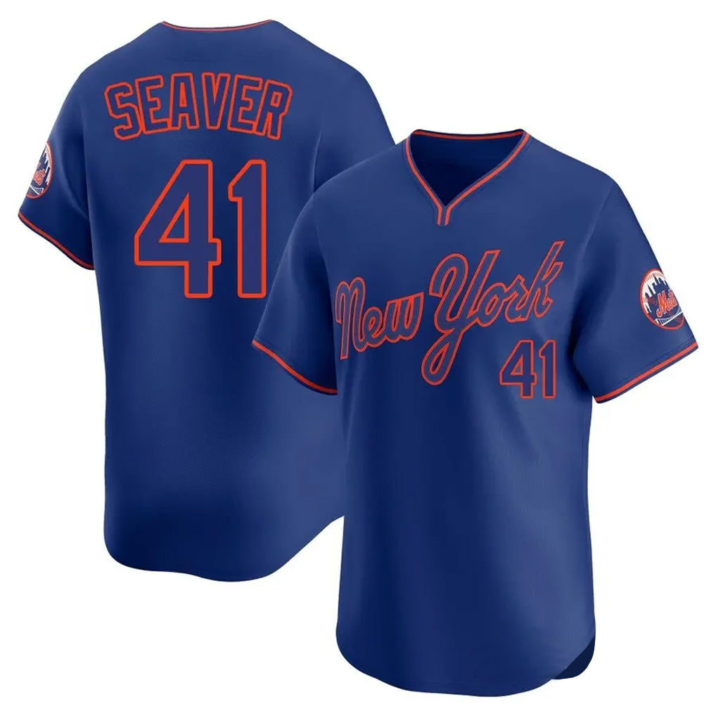 Tlead NY.Mets #41 Tom Seaver Player Royal T-shirt Home Limited Elite Stitched Jerseys