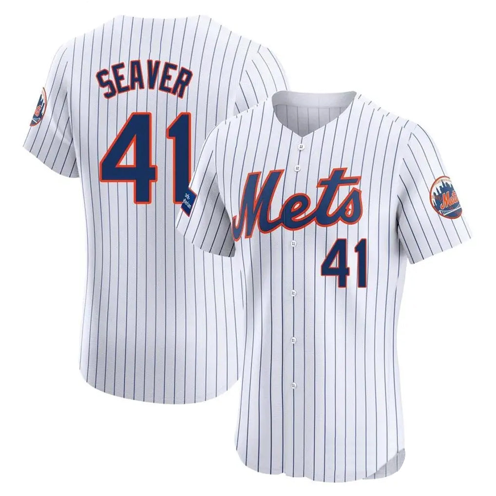 Tlead NY.Mets #41 Tom Seaver Player White Home Limited Elite Stitched Jerseys