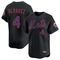 Tlead NY.Mets #4 Francisco Alvarez Player Black Alternate Home Limited Stitched Jerseys